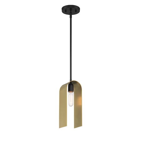 Designers Fountain U Turn 60 Watt 1 Light Matte Black Pendant with Gold Metal Shade D263M-4P-MB
